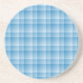Blue White Checker Abstract Pattern コースター (正面)