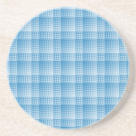 Blue White Checker Abstract Pattern コースター