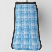 Blue White Checker Abstract Pattern ゴルフヘッドカバー (回転90)