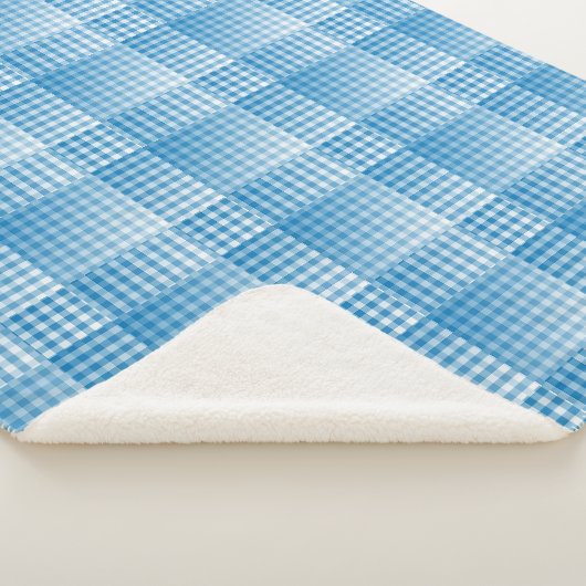 Blue White Checker Abstract Pattern シェルパブランケット (3/4)