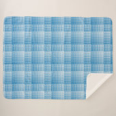 Blue White Checker Abstract Pattern シェルパブランケット (正面(横))