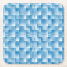 Blue White Checker Abstract Pattern スクエアペーパーコースター