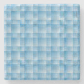 Blue White Checker Abstract Pattern ストーンコースター (正面)