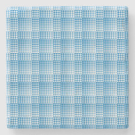 Blue White Checker Abstract Pattern ストーンコースター