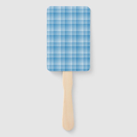 Blue White Checker Abstract Pattern ハンドファン (裏面)