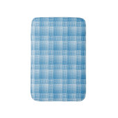 Blue White Checker Abstract Pattern バスマット (正面縦)
