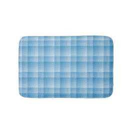 Blue White Checker Abstract Pattern バスマット