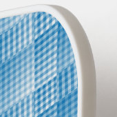 Blue White Checker Abstract Pattern ピックルボールラケット (左詳細)