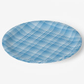 Blue White Checker Abstract Pattern ペーパープレート (アングル)