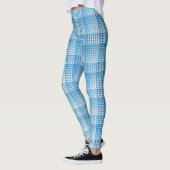 Blue White Checker Abstract Pattern レギンス (左)