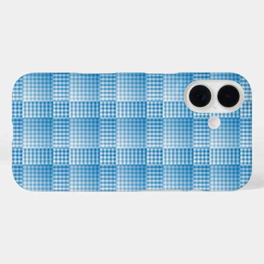 Blue White Checker Abstract Pattern Case-Mate iPhoneケース (裏面 (横))