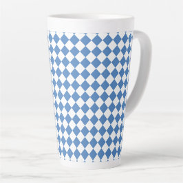 Blue White Checker Diamond Pattern カフェラテマグ