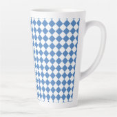 Blue White Checker Diamond Pattern カフェラテマグ (右)