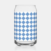 Blue White Checker Diamond Pattern ガラス缶 (正面)