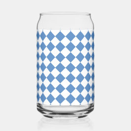 Blue White Checker Diamond Pattern ガラス缶