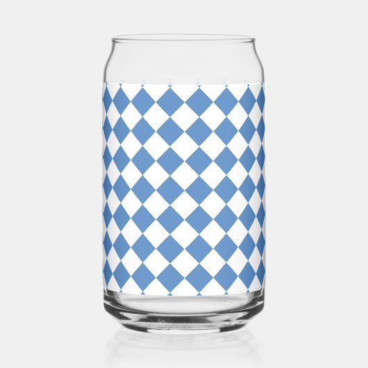 Blue White Checker Diamond Pattern ガラス缶 (裏面)