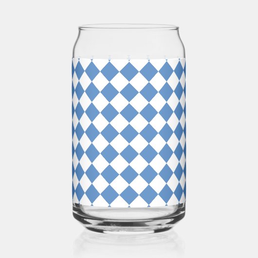 Blue White Checker Diamond Pattern ガラス缶 (右)