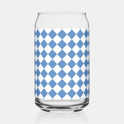 Blue White Checker Diamond Pattern ガラス缶 (左)