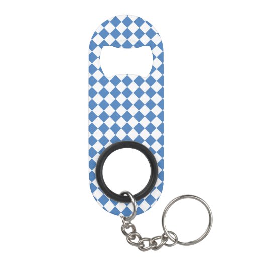Blue White Checker Diamond Pattern キーホルダー栓抜き (裏面)