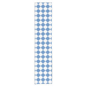 Blue White Checker Diamond Pattern ショートテーブルランナー (正面)