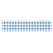 Blue White Checker Diamond Pattern ショートテーブルランナー (横)