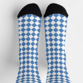 Blue White Checker Diamond Pattern ソックス (上部)