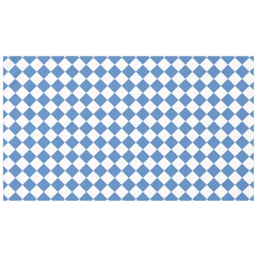 Blue White Checker Diamond Pattern テーブルクロス (正面(横))