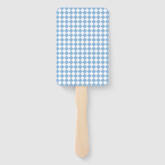 Blue White Checker Diamond Pattern ハンドファン (裏面)