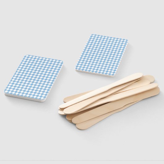 Blue White Checker Diamond Pattern ハンドファン (組立なし)