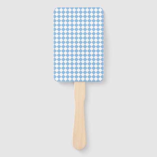 Blue White Checker Diamond Pattern ハンドファン (正面)