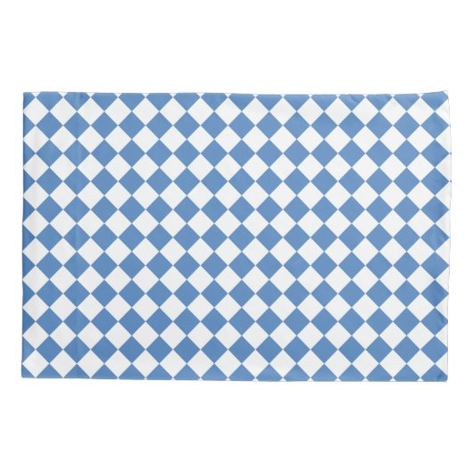 Blue White Checker Diamond Pattern 枕カバー (裏面)