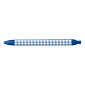 Blue White Checker Diamond Pattern 青ボールペン (正面)