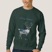 Blue White Chic Deer スウェットシャツ (正面)