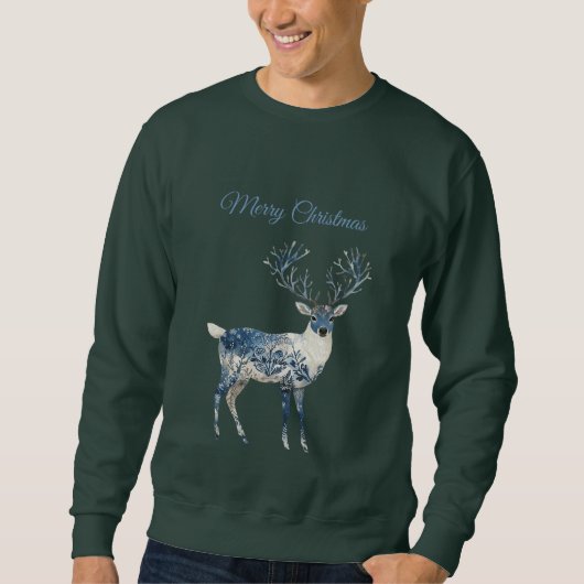 Blue White Chic Deer スウェットシャツ (正面)