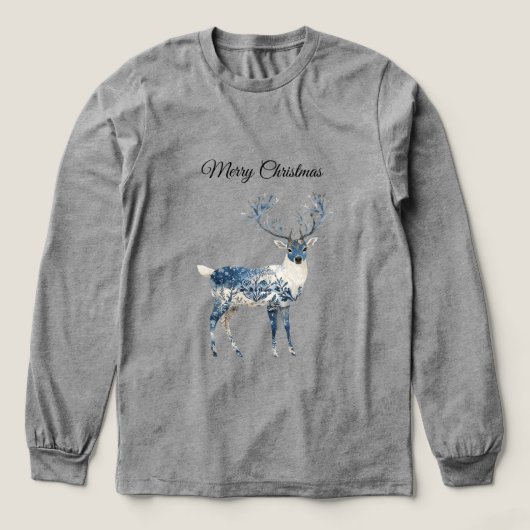 Blue White Chic Deer トライブレンドＴシャツ (デザイン正面)
