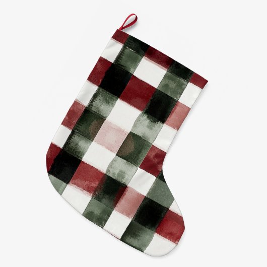 Blue White Chic Floral ラージクリスマスストッキング (正面 (吊り時))