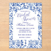 Blue & White Chinoiserie Bridal Shower Invitation アクリル招待状 (正面)