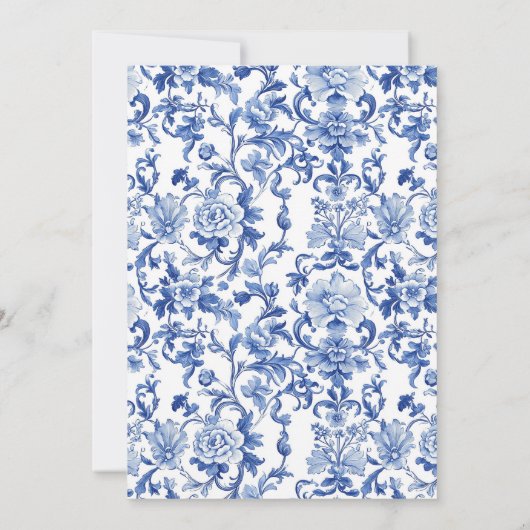 Blue & White Chinoiserie Bridal Shower Invitation 招待状 (裏面)