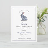 Blue & White Chinoiserie Bunny Easter Brunch 招待状 (スタンド正面)