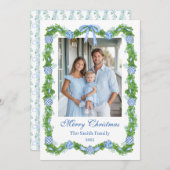 Blue & White Chinoiserie Garland Grandmillenial シーズンカード (正面/裏面)