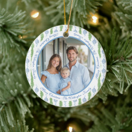 Blue & White Chinoiserie Garland Grandmillennial セラミックオーナメント