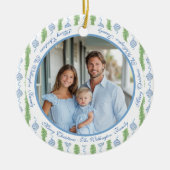 Blue & White Chinoiserie Garland Grandmillennial セラミックオーナメント (正面)