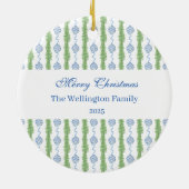 Blue & White Chinoiserie Garland Grandmillennial セラミックオーナメント (裏面)