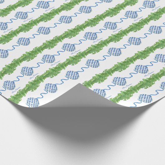 Blue & White Chinoiserie Garland Grandmillennial ラッピングペーパー (角)
