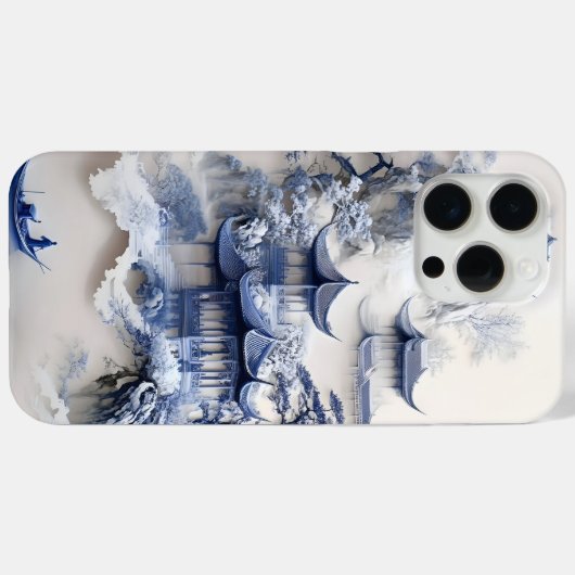 Blue & White Chinoiserie iPhone 13 Case – Artistic Case-Mate iPhoneケース (裏面 (横))