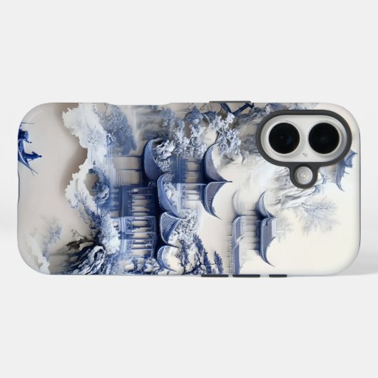 Blue & White Chinoiserie iPhone 13 Case – Artistic Case-Mate iPhoneケース (裏面 (横))