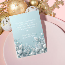 Blue & White Christmas Elegant Greeting Card シーズンカード