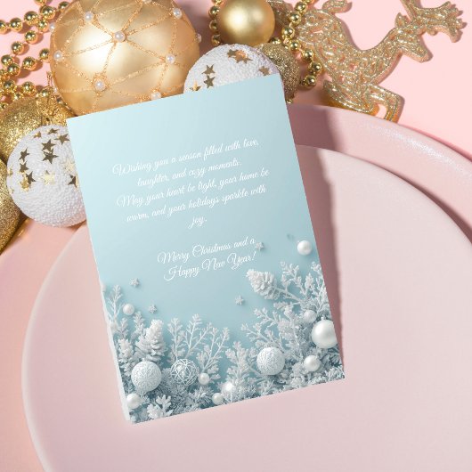 Blue & White Christmas Elegant Greeting Card シーズンカード