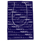 Blue & White Christmas Gift Bag | Santa's Reindeer ミディアムペーパーバッグ (正面)