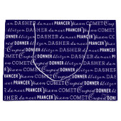 Blue & White Christmas Gift Bag | Santa's Reindeer ラージペーパーバッグ (正面)